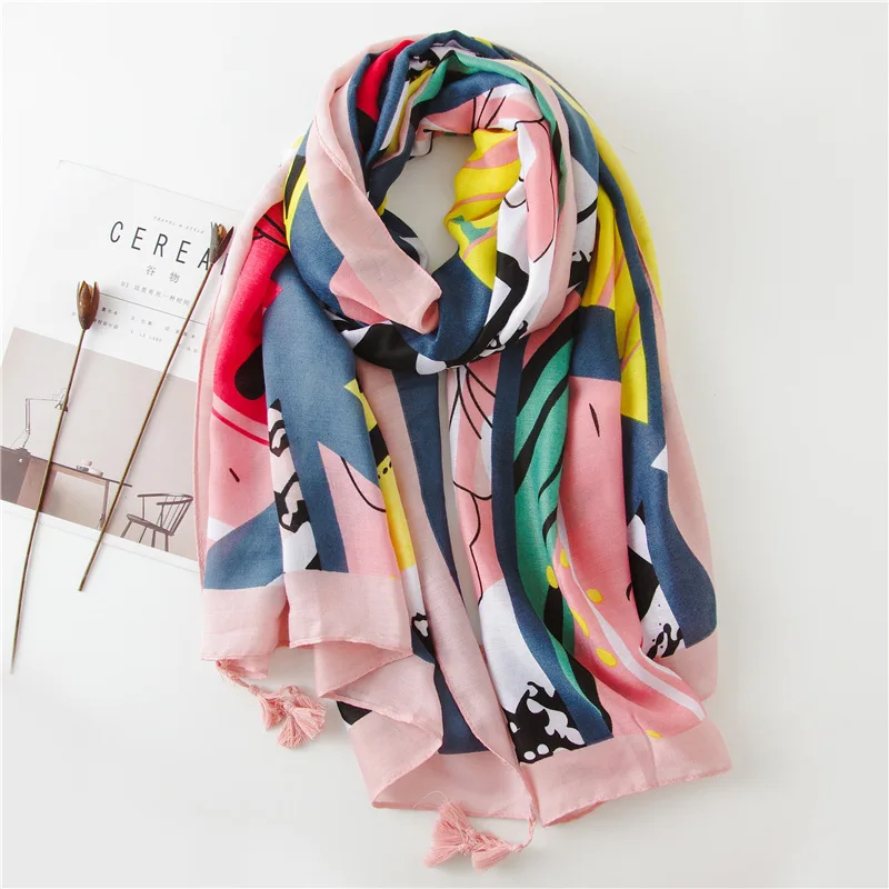 

2018 New Women Cotton Scrawl Pattern Tassel Scarves Shawls Beautiful Beach Geometric Pattern Scarf Wrap Hijab Muffler 10pcs/LOT