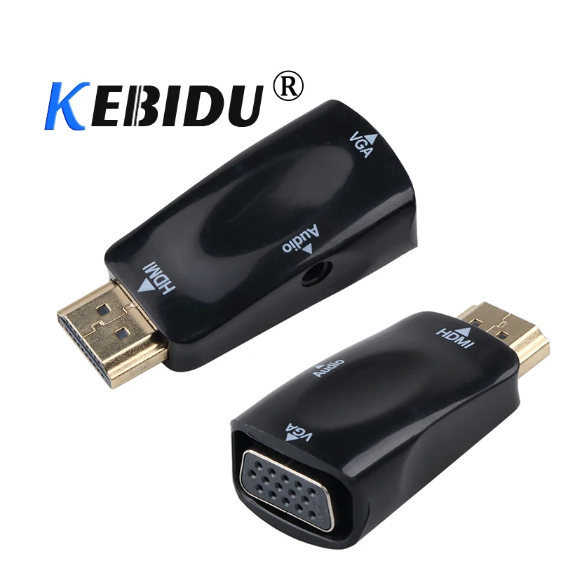 Адаптер kebidu HDMI совместимый с VGA Кабель преобразователь штекер гнездо