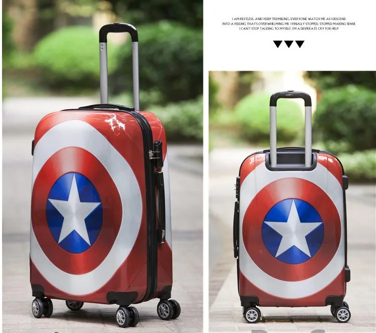 BeaSumore милый мультяшный детский Багаж на колёсиках Spinner super hero чемодан на колесиках, Студенческая дорожная сумка с паролем, тележка для салона