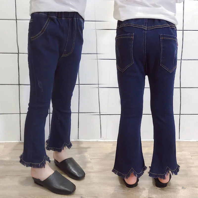Джинсы для девочек 2018 новые модные джинсовые штаны осенние Длинные обтягивающие