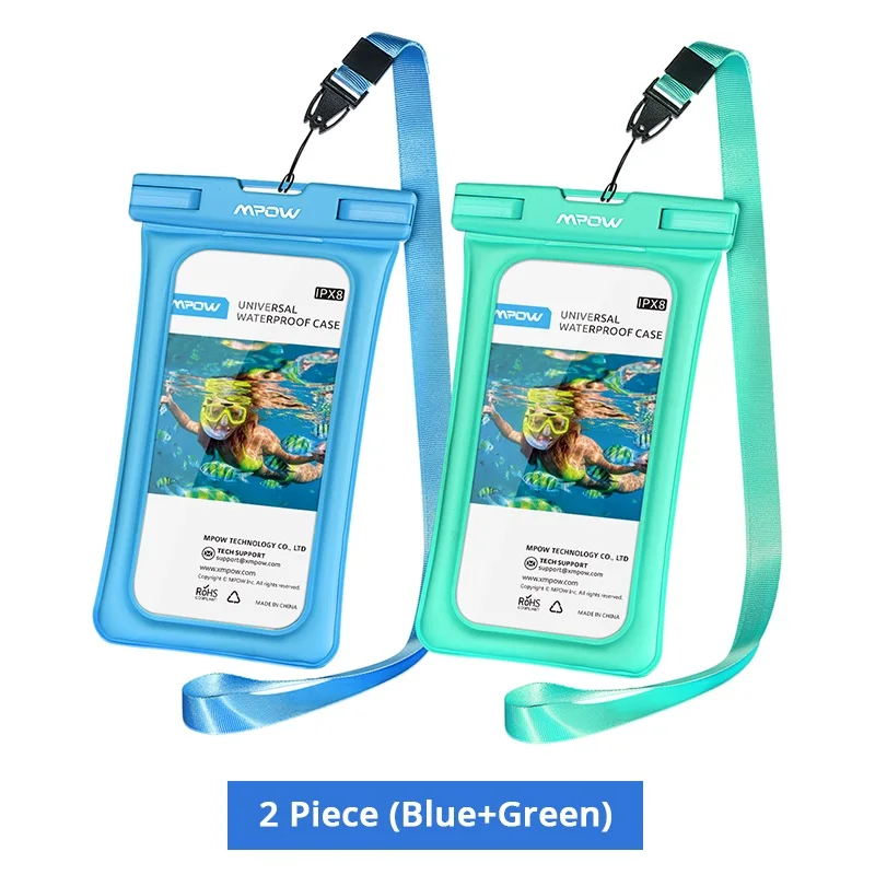 Blue and Green Mpow Универсальный IPX8 водонепроницаемый чехол, сумка, чехол для телефона ", сумка для телефона, чехол для Iphone Xs X 8 7 7Plus 6S samsung Galaxy S9, чехол для телефона - Цвет: Blue and Green