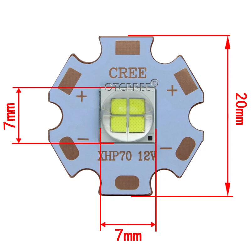 1 шт. 7070 20 Вт 6V12V светодиодный сменный Cree XHP70.2 XHP50.2 светодиодный излучатель холодный белый 6500K автомобильный светильник диодный чип светильник с медной печатной платой