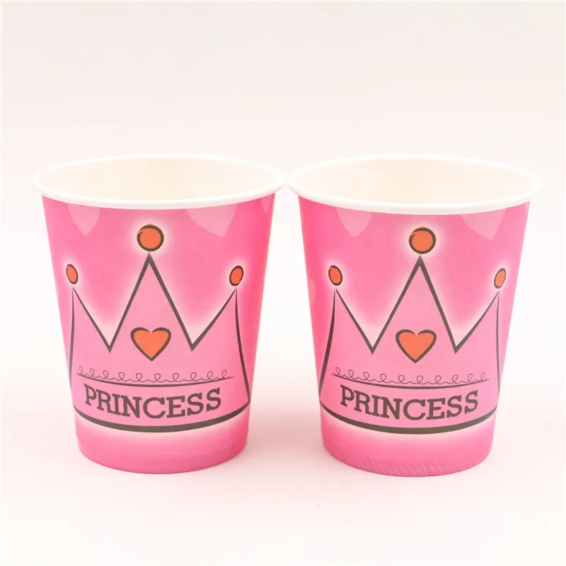 Pink Crown theme Kids Favors Baby Shower Paper Glass Cups Happy Birthday Party Decoration Supplies Tableware 10pcslot | Дом и сад