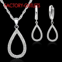 925 sterling silver bridal jewelry sets cz crystal water drop necklaces hoop earrings women girls engagement anniversary