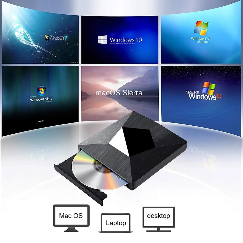 Внешний CD-привод YiYaYo USB 3 0 проигрыватель DVD RW записывающее устройство тип