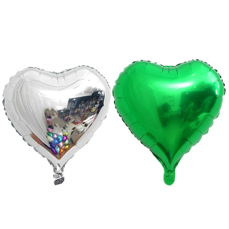 5p silver 5p green 10 шт. 10 дюймов сердце любовь воздушные шары надувные фольгированные шары Свадьба День святого Валентина украшения гелиевый воздушный шар Globos день рождения - Цвет: 5p silver 5p green
