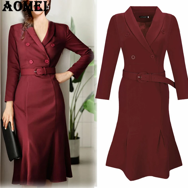 Женское офисное платье с длинным рукавом стильное тонкое элегантное для работы