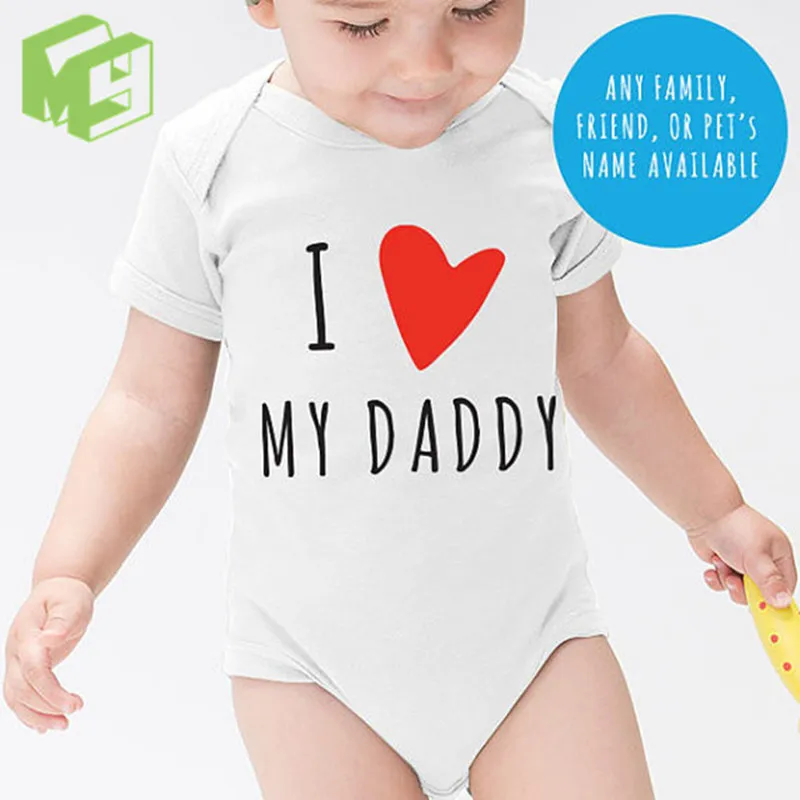 С надписью «I love My Daddy», «Mommy», семейный слоган, рисунок с надписью «Love», милые детские с коротким рукавом, боди