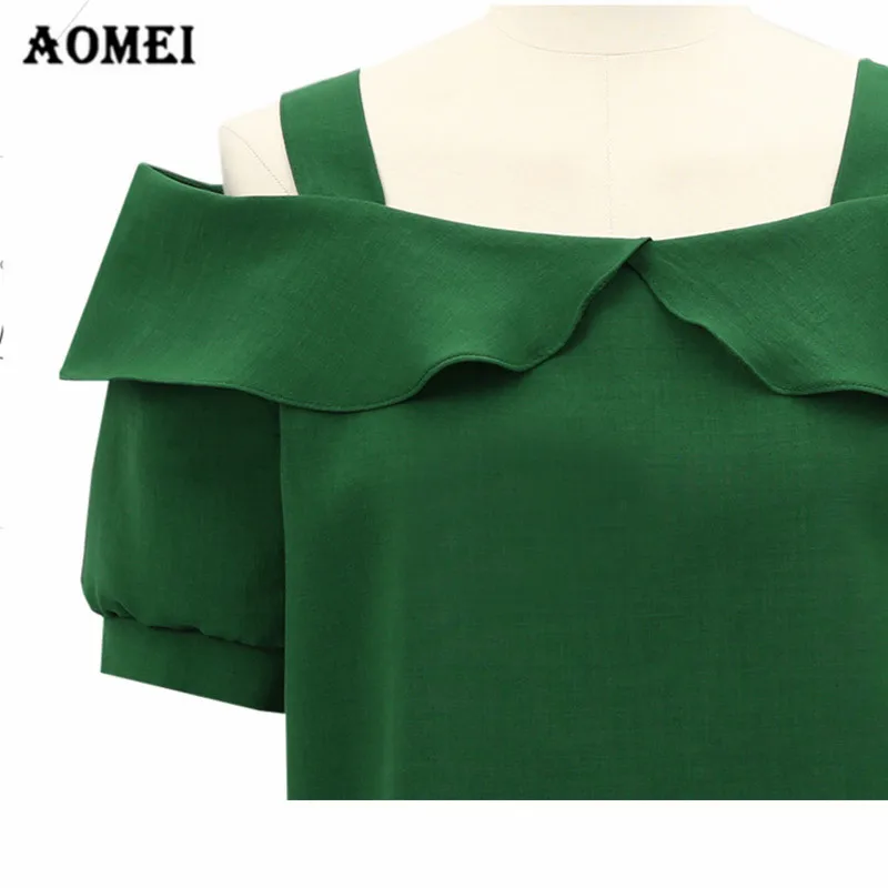 Блузка Рубашки для женщин модные с открытыми плечами ремешком оборками воротник