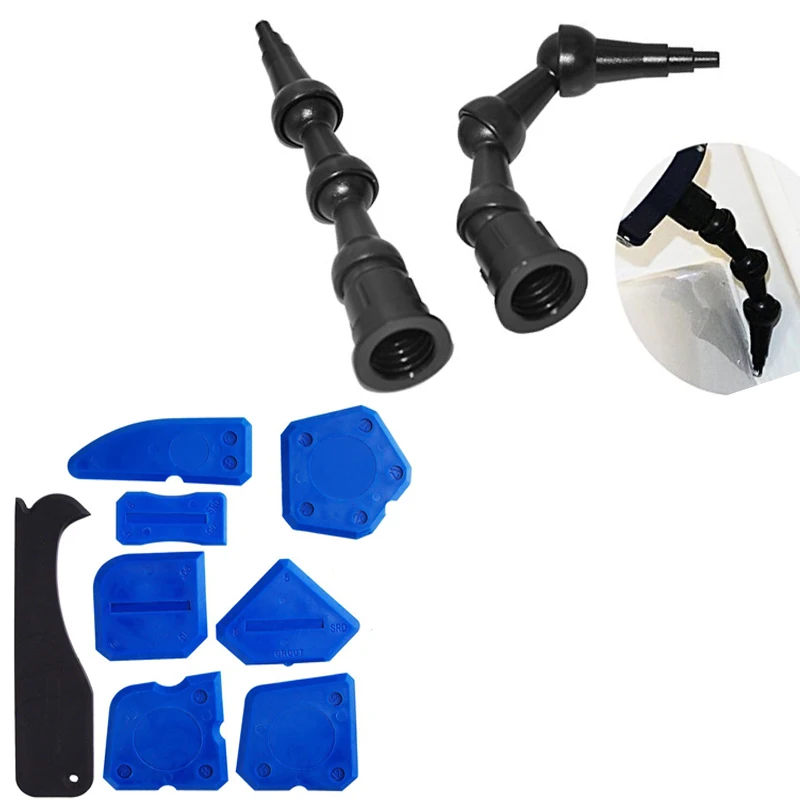 2pcs 360 Angle Rotating SEALANT ROTATING NOZZLES and 1set Easy Work Handy Caulk Finishing Tool Kit Joint Sealant Silicone Grout |