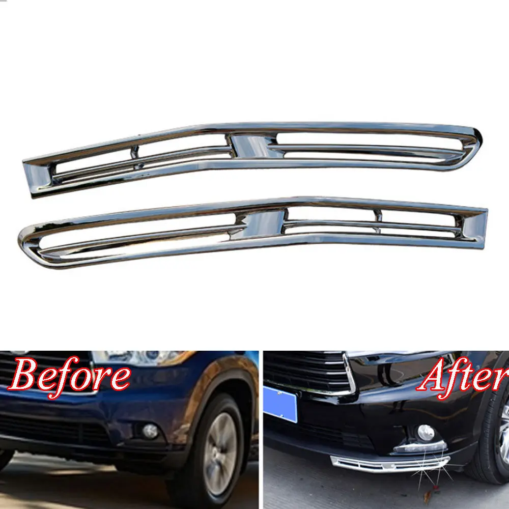 

For Toyota Highlander 2014 2015 2016 2pcs ABS Chrome Front Bumper Fog Light Cover Trim Molding Silver Decorative Accessories