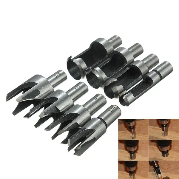 

Taladro Mini Drill Rushed Ferramentas Power Tool Woodworking 8pcs Wood Plug Cutter Straight / Tapered Claw Type Drill Bit Set