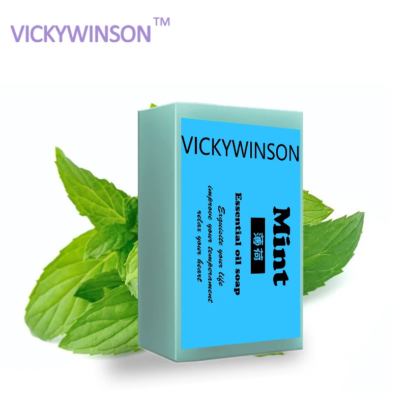 

VICKYWINSON Mint Soaps Fragrant Shiny Smooth Shampoo Repair Deep Nourish Hair acne Essential oil soap Shrink pores Skin care XZ1