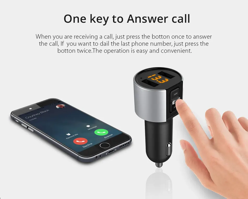 Konrisa fm-передатчик Bluetooth 4,2 автомобильный комплект громкой связи беспроводной A2DP музыкальный плеер 5 в 3.4A двойной usb-порт для зарядки поддержка usb-диска