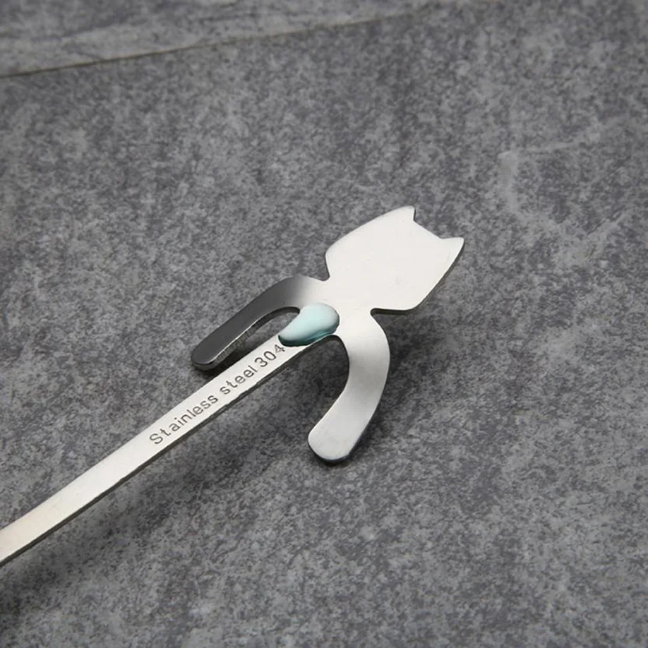Милая ложка для кошек с длинной ручкой столовые приборы принадлежности кофе