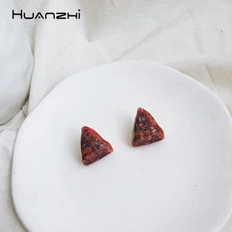 HUANZHI 2019 Лето Треугольники геометрический нерегулярные дизайн пластик Кристалл