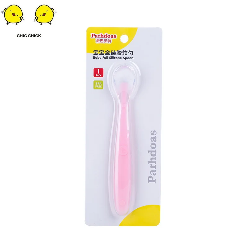 Горячая Распродажа детские мягкие силиконовые ложки конфетного цвета Детские