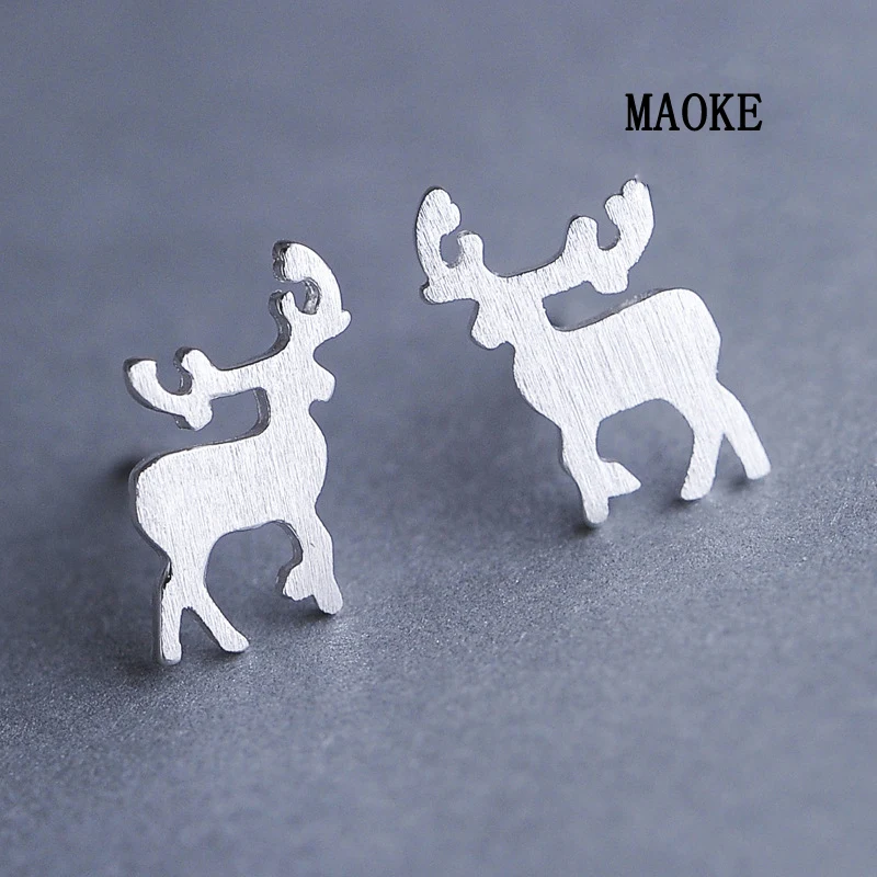 Promotions Sen System Drawing Small Elk Earrings 925 Sterling SV Sweet Fashion Jewelry for Women's Gifts | Украшения и