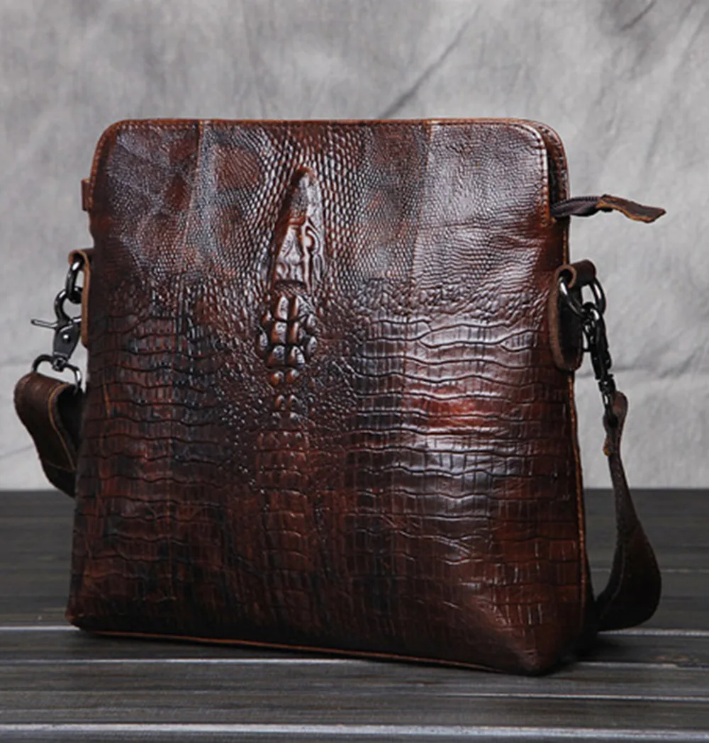 Первый слой коровья кожа натуральная сумка для мужчин крокодиловый стиль