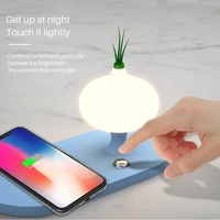 wireless charger with led night light for xiaomi samsung s 10 iphone x 8 7 portable fast charger button control lamp