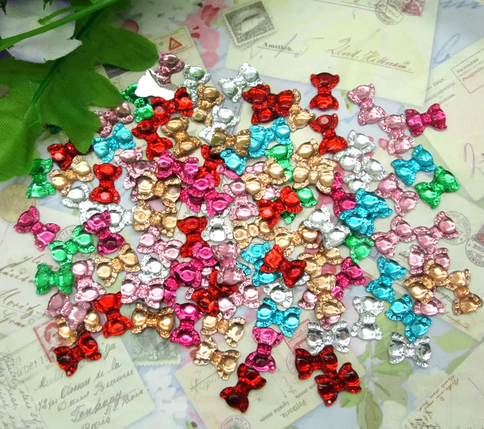 

300Pcs Mixed Bowknot Bling Resin Decoration Crafts Flatback Cabochon Scrapbooking Embellishments Beads Diy Accessories