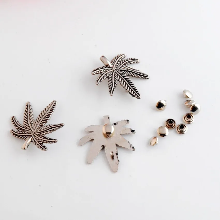 Бесплатная доставка 5 комплектов серебристые заклепки в форме листа шпильки для