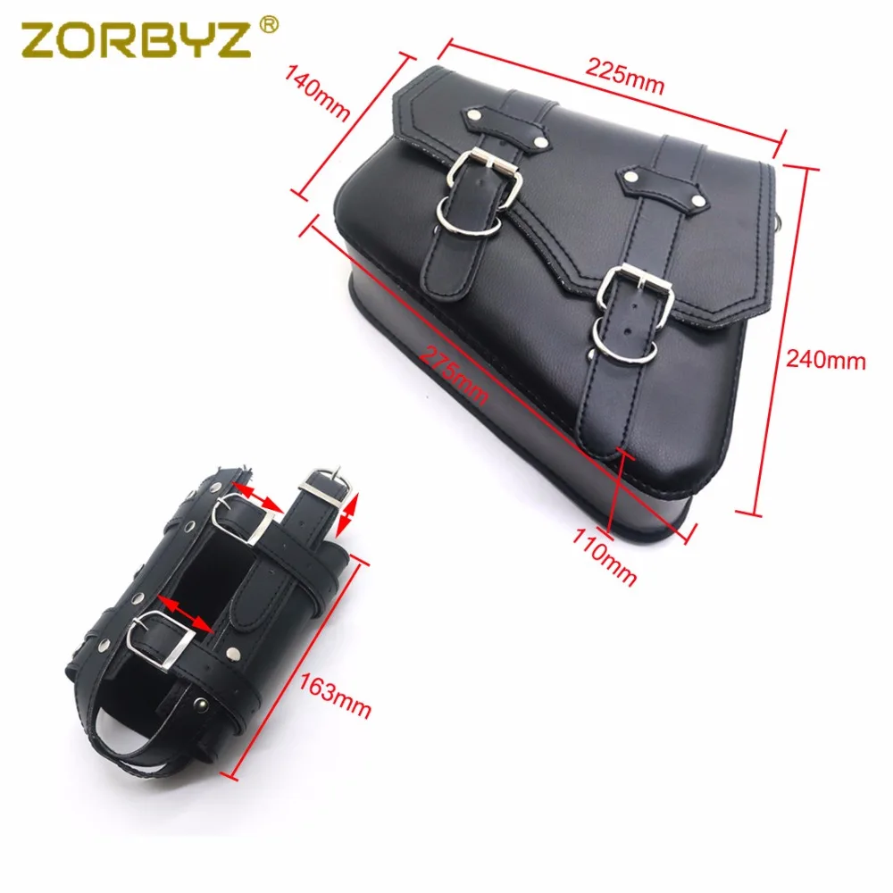 Черные мотоциклетные сумки ZORBYZ из искусственной кожи седельная Боковая Сумка с