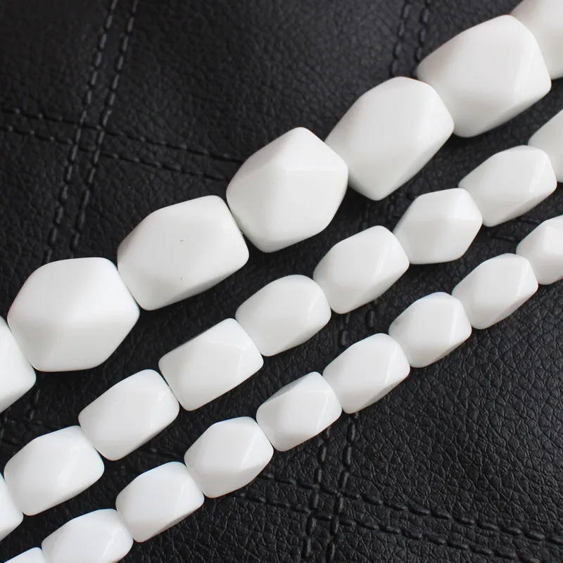 Граненые белые фарфоровые прямоугольные бусины 15 дюймов на нитку|bead strands|strand