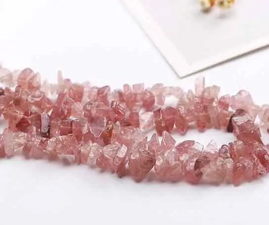 STRAWBERRY QUARTZ Натуральный кварцевый камень неправильной формы, чипованные бусины, аметисты, цитрин, тигровый глаз, для самостоятельного изготовления ювелирных изделий, браслет - Цвет: STRAWBERRY QUARTZ