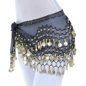 Lady Women Belly Dance Hip Scarf Accessories 3 Row Belt Skirt With Gold bellydance Tone Coins Waist  in Pakistan