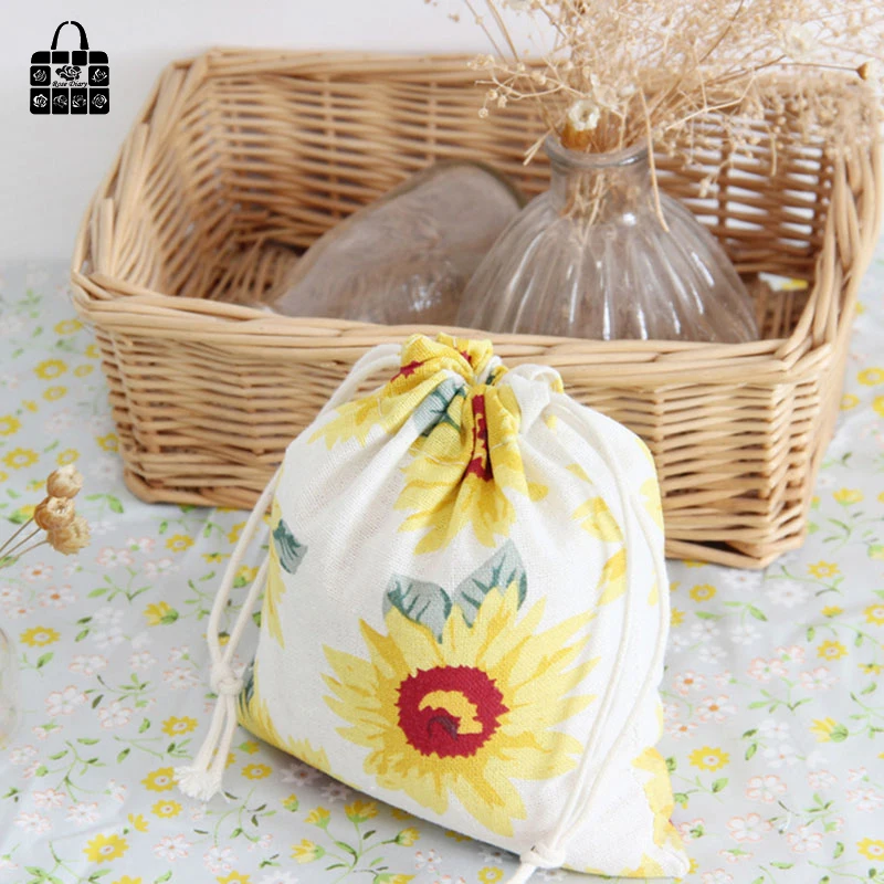 Sunflowers printed 100% cotton bag Travel Accessories Clothes underwear shoes toy Storage Pouch Luggage Packing Organizers | Багаж и сумки