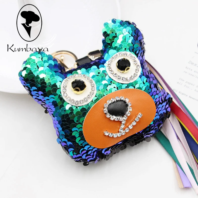 Различные Цвета Блёстки Мультфильм Ключ Цепи DIY одежды ручной работы Брелоки