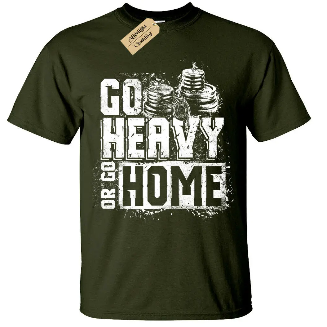 GO HEAVY OR HOME Мужская футболка S 5XL гимнастический тренажер Бодибилдинг|Мужские