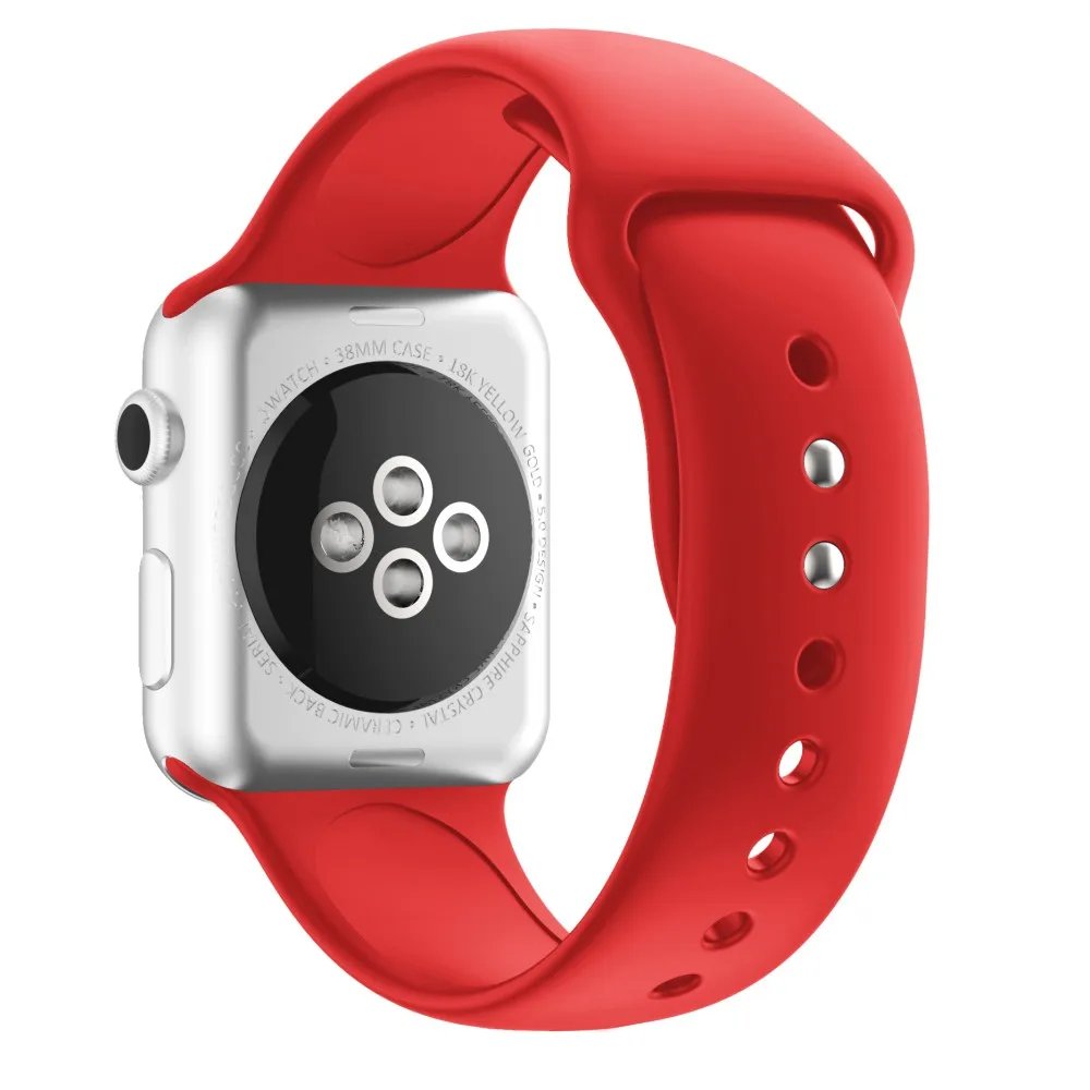 Красный Мягкий силиконовый спортивный ремешок для Apple Watch 5, 4, 3, 2, 1, 38 мм, 42 мм, резиновый ремешок для часов iWatch серии 4/5, 40 мм, 44 мм, ремешок - Цвет ремешка: Красный
