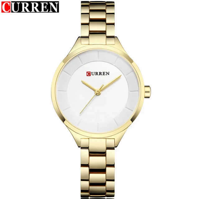 gold white CURREN 9015 Luxury Women Watch Famous Brands Gold Fashion Design Bracelet Watches Ladies Women Wrist Watches Relogio Femininos - Цвет: gold white