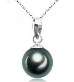 Колье с подвеской из стерлингового серебра 925 пробы черный жемчуг|black pearl|drop