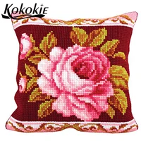 3d Latch hook rug making kit flower pillowcase Handmade Unfinished Embroidery Pillowcase  cross stitch Rug Yarn cushion mat