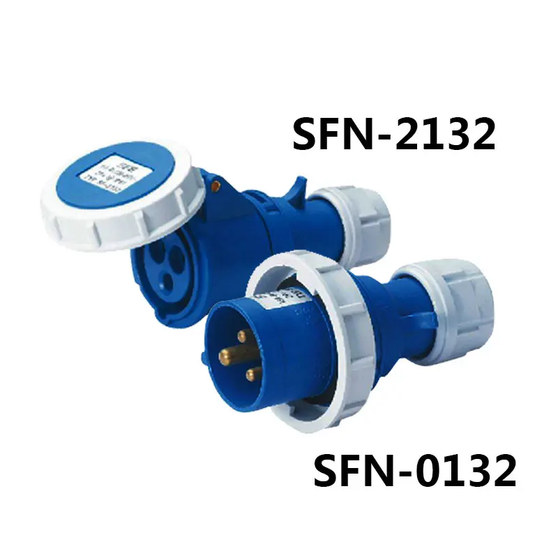 16A 3-полюсный разъем Промышленные штекеры SFN-0132/SFN-2132 водонепроницаемый IP67 220-240V~ 3P+ E