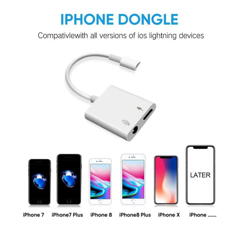 3 5 мм Aux аудио зарядный адаптер для iPhone 7 8 Plus X XS Mas XR зарядное устройство и наушники