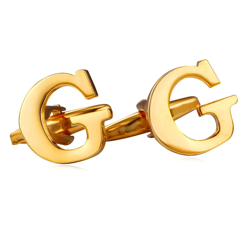 Запонки в форме букв G L для мужчин золотистые/Серебристые запонки с буквами