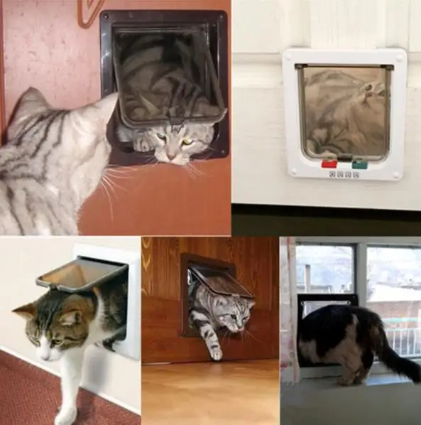 Кошка лоскут двери с 4 способа замок безопасности клапаном дверные замки для собаки с котенком для маленьких питомцев и ворота комплект кошка двери