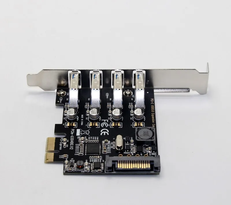 4 порта USB 3,0 5 Гбит/с PCI-Express X1 карта адаптер концентратор Поддержка низкопрофильный кронштейн