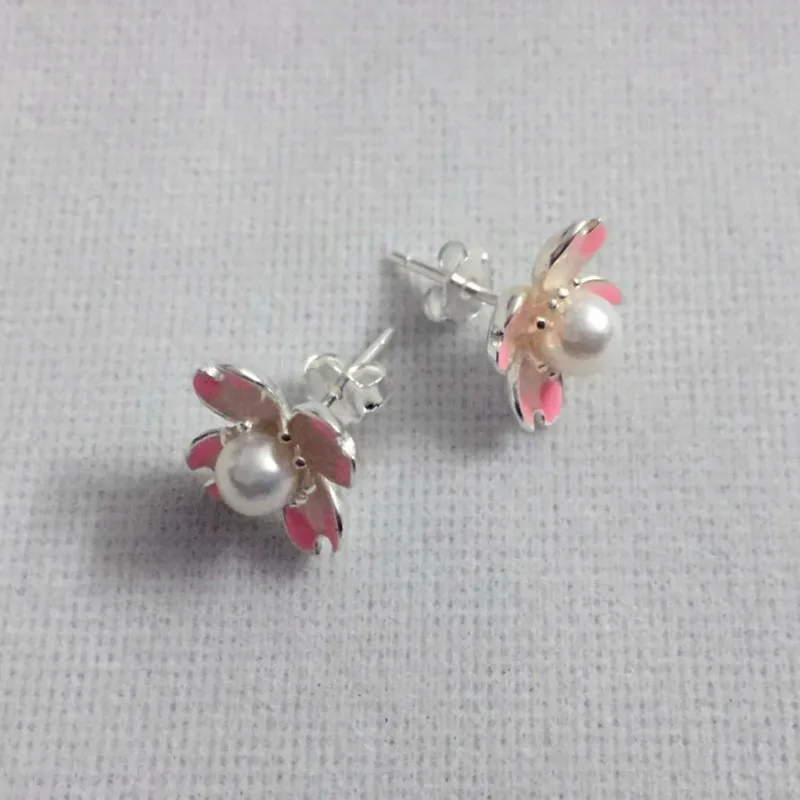 Женские серьги-гвоздики из стерлингового серебра 925 пробы с эмалью ручной работы