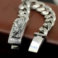 limited edition pure silver dragon bracelet chain fine jewelry s925 silver chian band men cool chinses dragon hand chain bangle