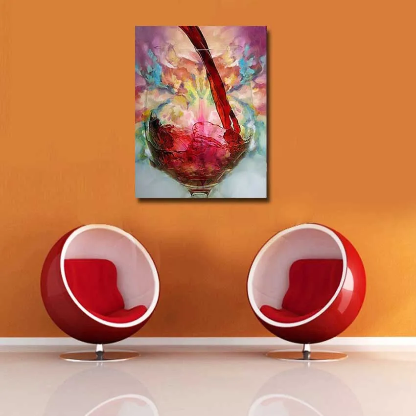 

Modern Abstract wall Art Handpainted Oil Painting wine on Canvas Wall Picture for Living Room Home Wall Decoration no frame
