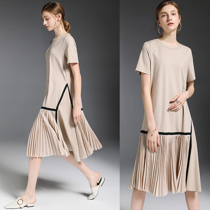Trytree/2019 летнее осеннее Повседневное платье для женщин с круглым вырезом футболки
