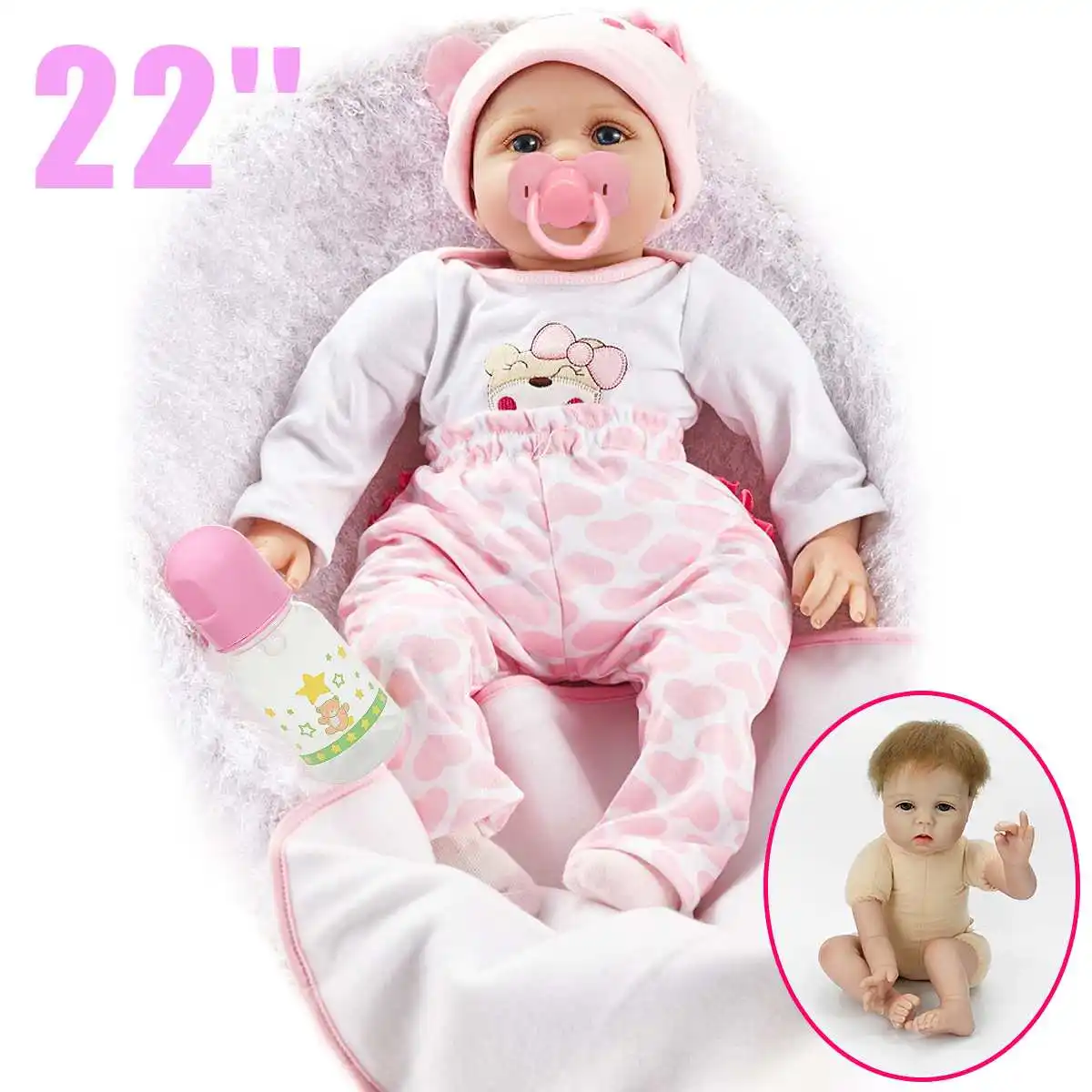 Мягкая силиконовая 55 см Реалистичная кукла Reborn Kid Куклы 22 дюймов игрушка для девочек ручной работы новорожденный ребенок подарок на день рождения игрушка