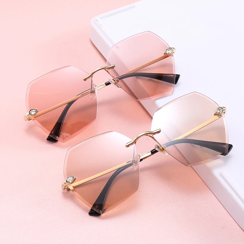 Retro Stone Sunglasses Women Diamond Cutting Rimless Sun Glasses for Men Outdoor Club Eyewear Oculos Shades 25084DF | Аксессуары для