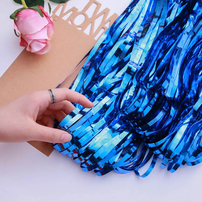 curtain royalblue Свадебный фон бахрома занавеска с блестками фольга дождь занавес s Дети День рождения Единорог вечерние украшения детский душ фото будка шторы - Цвет: curtain royalblue