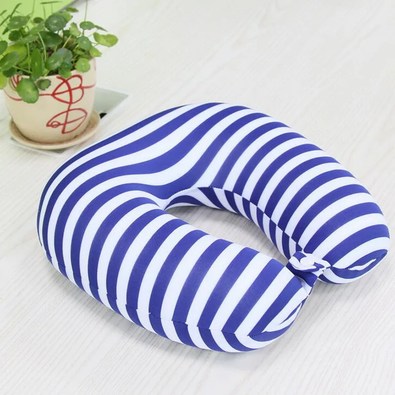 U-образная Автомобильная подушка для шеи в полоску путешествий из пены с эффектом